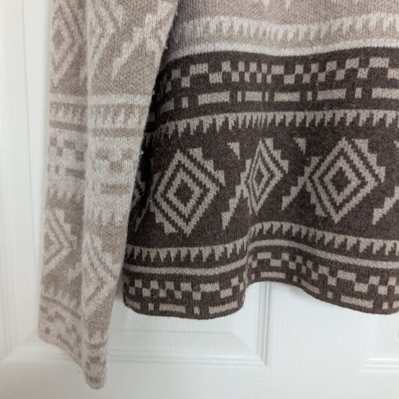 Orvis Aztec Sweater Womens Size Large Tan Wool Cashmere Knit Western Mock Neck - Picture 4 of 11